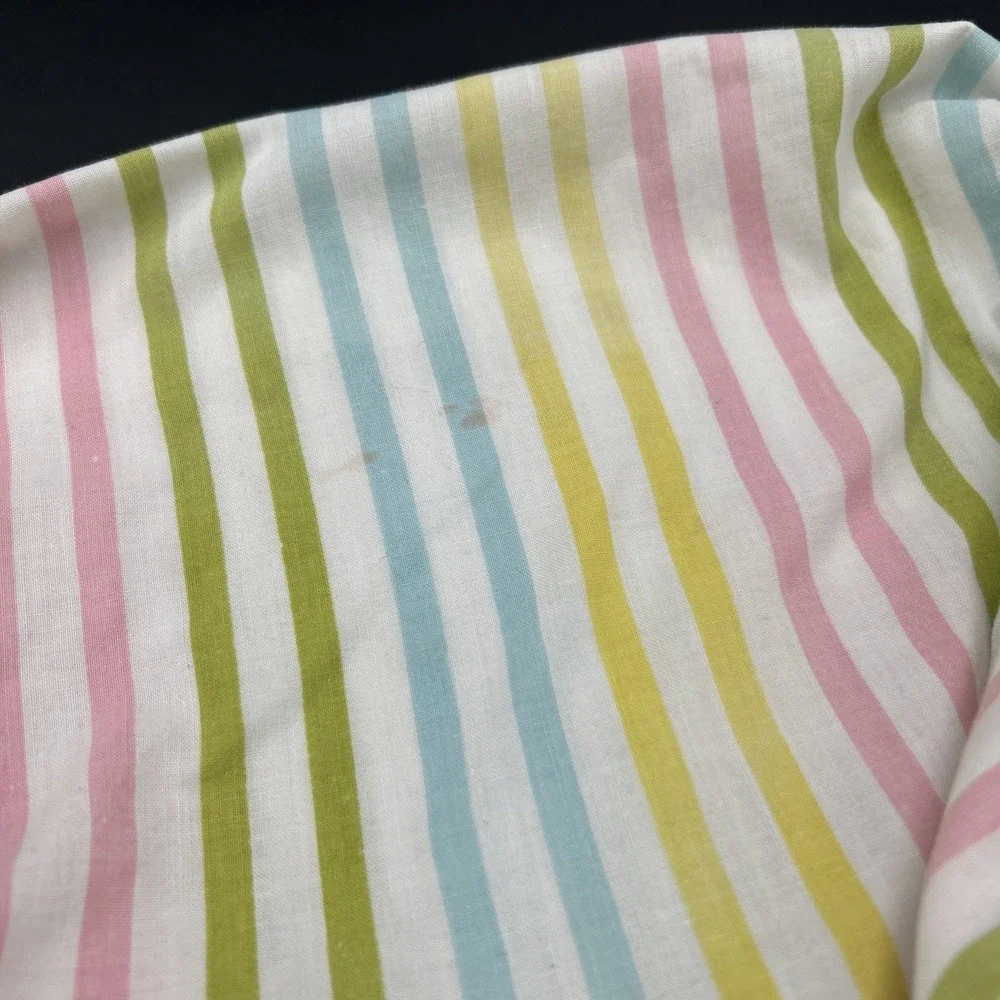 Twin Flat & Pillow Case Striped Bed Sheet 1960-1970 Mod MCM VTG Penn Press